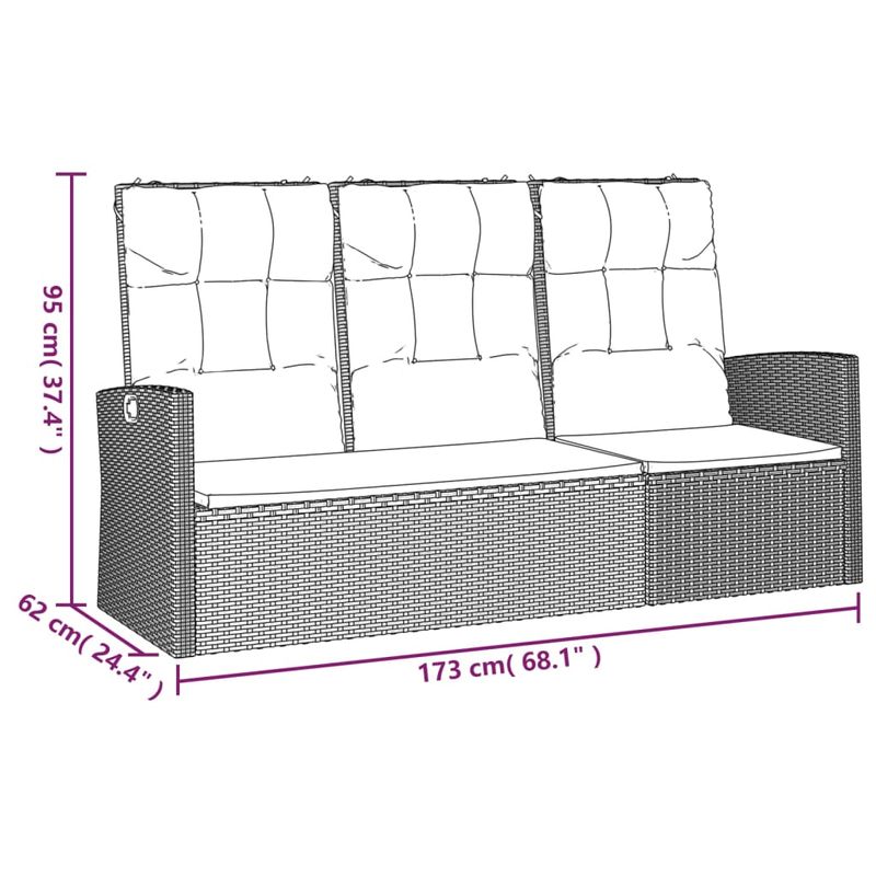 Casa si Gradina - Gradina si terasa - Mobilier exterior - Bancute de gradina - Banca rabatabila de gradina cu perne, negru, 173 cm, poliratan - Infinity.ro