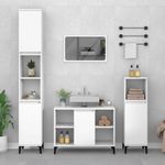 Casa si Gradina - Mobilier - Seturi de mobilier - Seturi baie - Set mobilier de baie, 3 piese, alb, lemn compozit - Infinity.ro