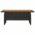 Casa si Gradina - Gradina si terasa - Mobilier exterior - Mese gradina - Masa de gradina negru 100x50x43/63 cm lemn acacia si poliratan - Infinity.ro