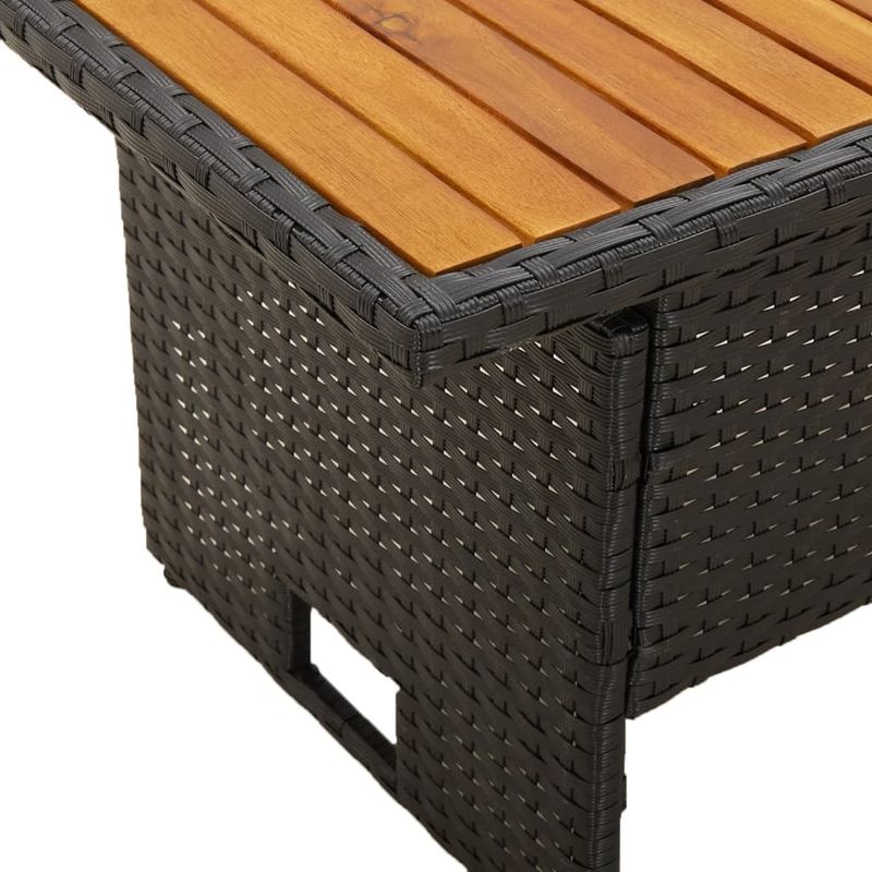 Casa si Gradina - Gradina si terasa - Mobilier exterior - Mese gradina - Masa de gradina negru 100x50x43/63 cm lemn acacia si poliratan - Infinity.ro