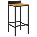 Casa si Gradina - Mobilier - Scaune si fotolii - Scaune - Scaune de bar 2 buc negru, poliratan și lemn masiv acacia, mărime 40x44x86 cm - Infinity.ro