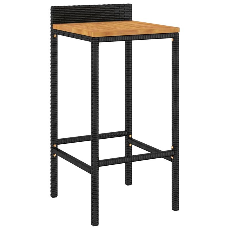 Casa si Gradina - Mobilier - Scaune si fotolii - Scaune - Scaune de bar 2 buc negru, poliratan și lemn masiv acacia, mărime 40x44x86 cm - Infinity.ro