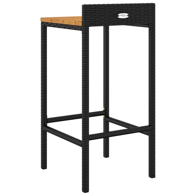 Casa si Gradina - Mobilier - Scaune si fotolii - Scaune - Scaune de bar 2 buc negru, poliratan și lemn masiv acacia, mărime 40x44x86 cm - Infinity.ro