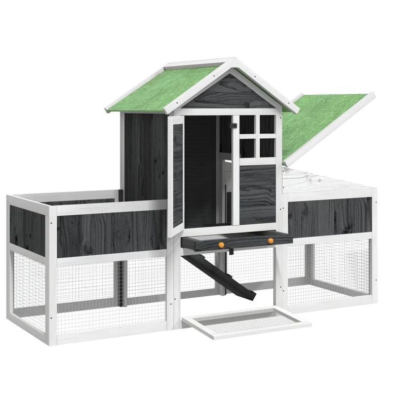 Petshop - Accesorii petshop - Culcusuri si custi - Custi interior si exterior - Cusca pentru iepuri gri 170x63x113 cm lemn masiv de pin - Infinity.ro