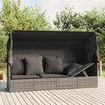 Casa si Gradina - Gradina si terasa - Mobilier exterior - Scaune si sezlonguri gradina - Pat sezlong de exterior cu acoperis si perne, gri, poliratan - Infinity.ro