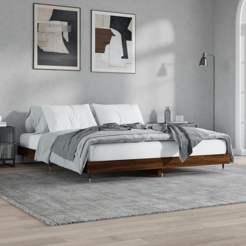 Casa si Gradina - Mobilier - Paturi si accesorii - Paturi - Cadru de pat, stejar maro, 200x200 cm, lemn prelucrat - Infinity.ro