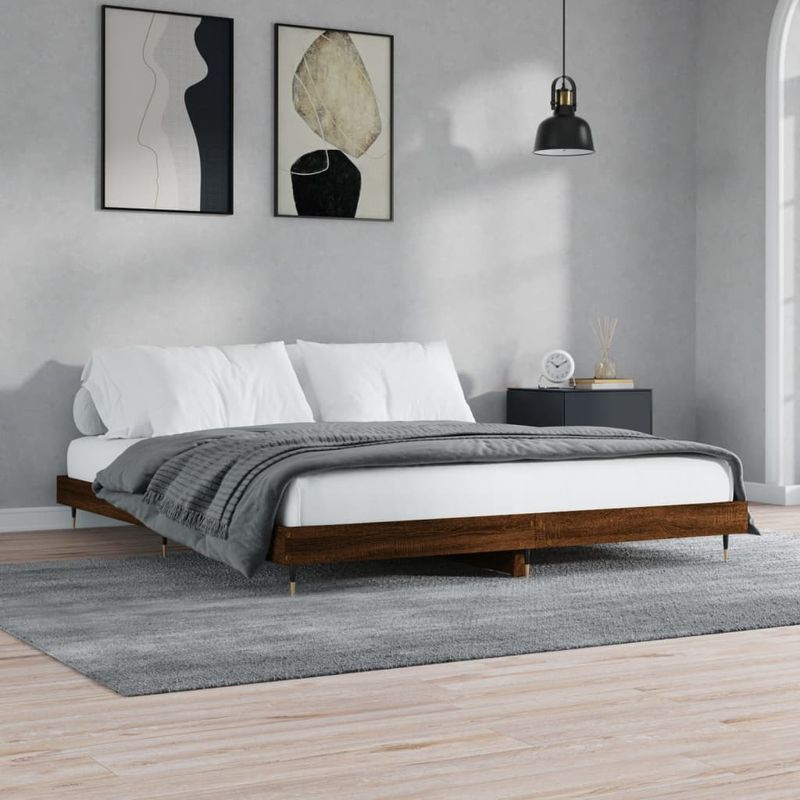 Casa si Gradina - Mobilier - Paturi si accesorii - Paturi - Cadru de pat, stejar maro, 200x200 cm, lemn prelucrat - Infinity.ro