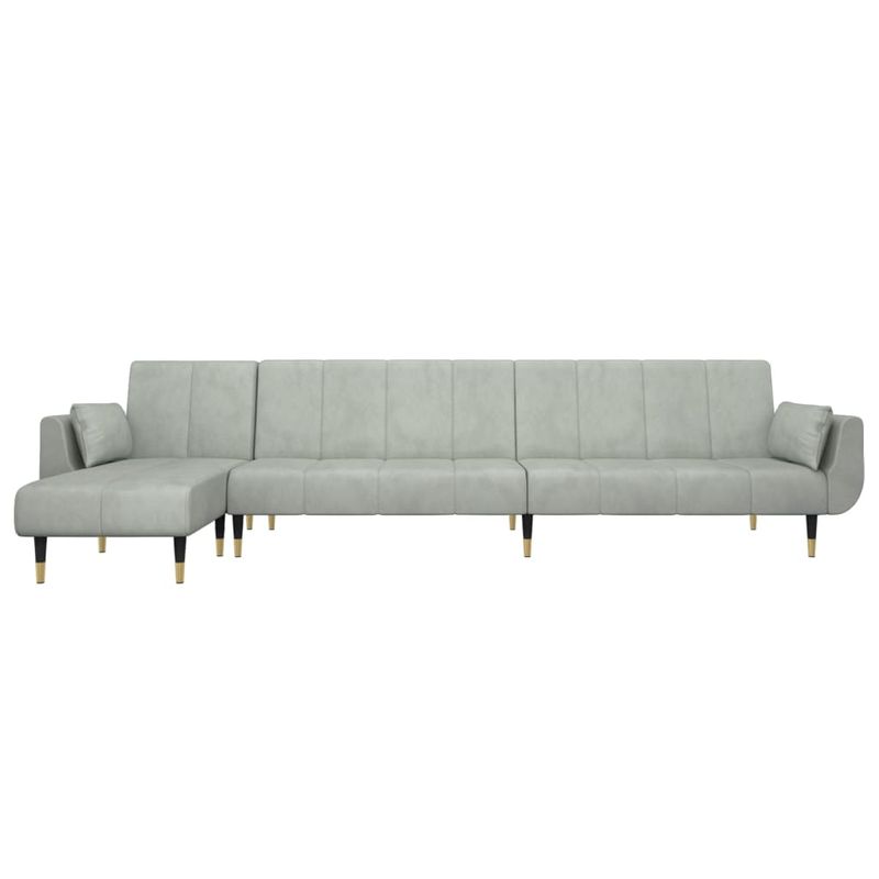 Casa si Gradina - Mobilier - Canapele si coltare - Canapele - Canapea extensibila in forma de L gri 275x140x70 cm catifea - Infinity.ro