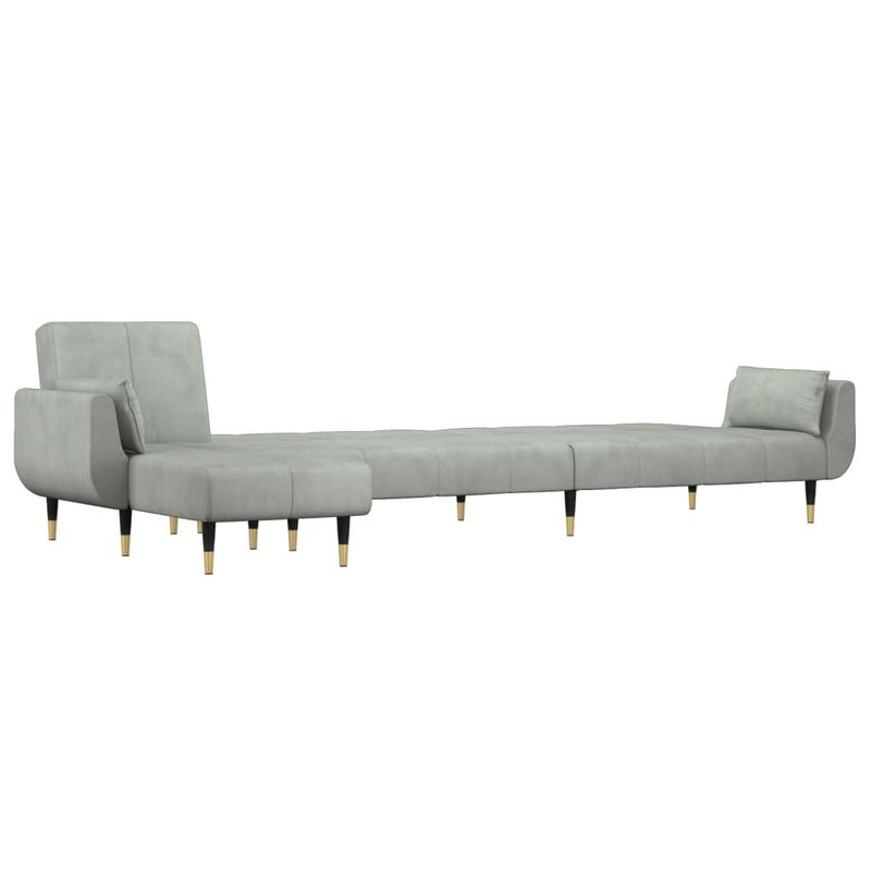 Casa si Gradina - Mobilier - Canapele si coltare - Canapele - Canapea extensibila in forma de L gri 275x140x70 cm catifea - Infinity.ro