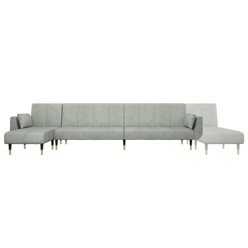 Casa si Gradina - Mobilier - Canapele si coltare - Canapele - Canapea extensibila in forma de L gri 275x140x70 cm catifea - Infinity.ro