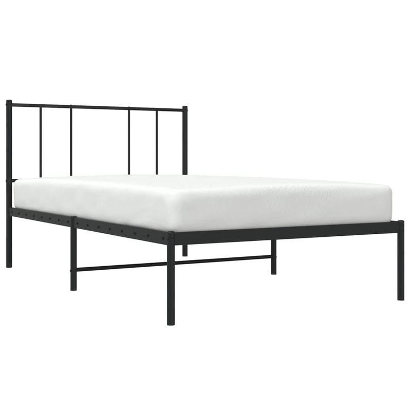 Casa si Gradina - Mobilier - Paturi si accesorii - Paturi - Cadru de pat metalic cu tablie, negru, 75x190 cm - Infinity.ro