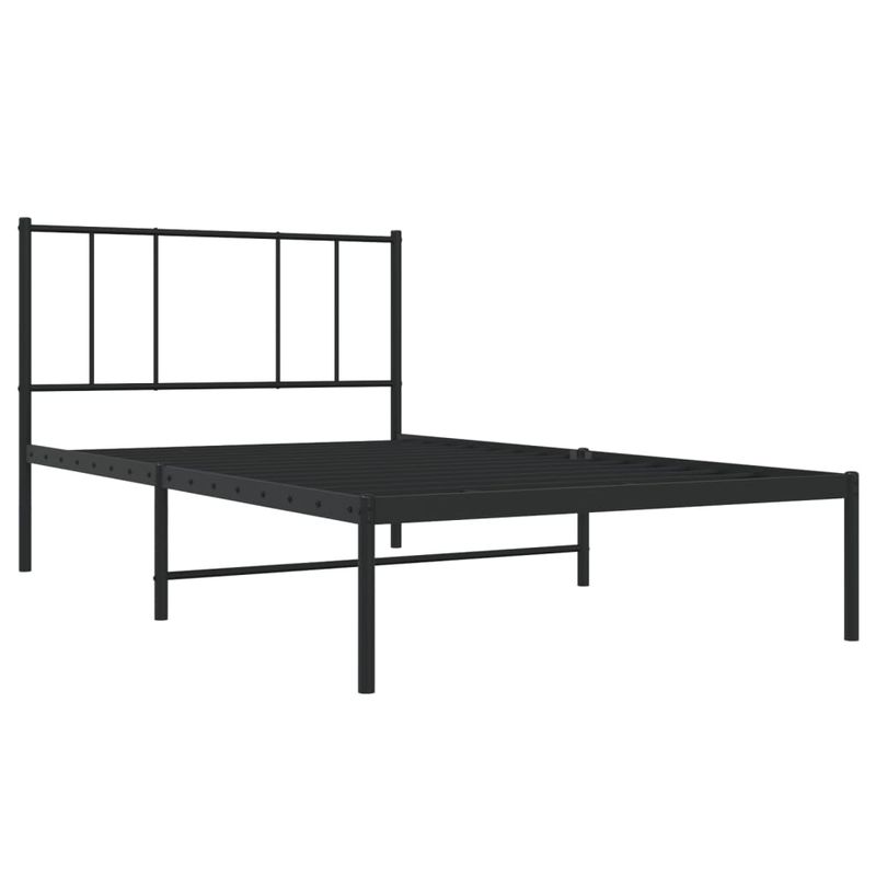 Casa si Gradina - Mobilier - Paturi si accesorii - Paturi - Cadru de pat metalic cu tablie, negru, 75x190 cm - Infinity.ro