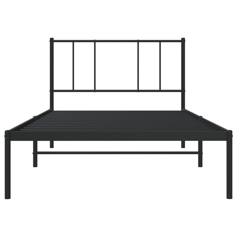 Casa si Gradina - Mobilier - Paturi si accesorii - Paturi - Cadru de pat metalic cu tablie, negru, 75x190 cm - Infinity.ro