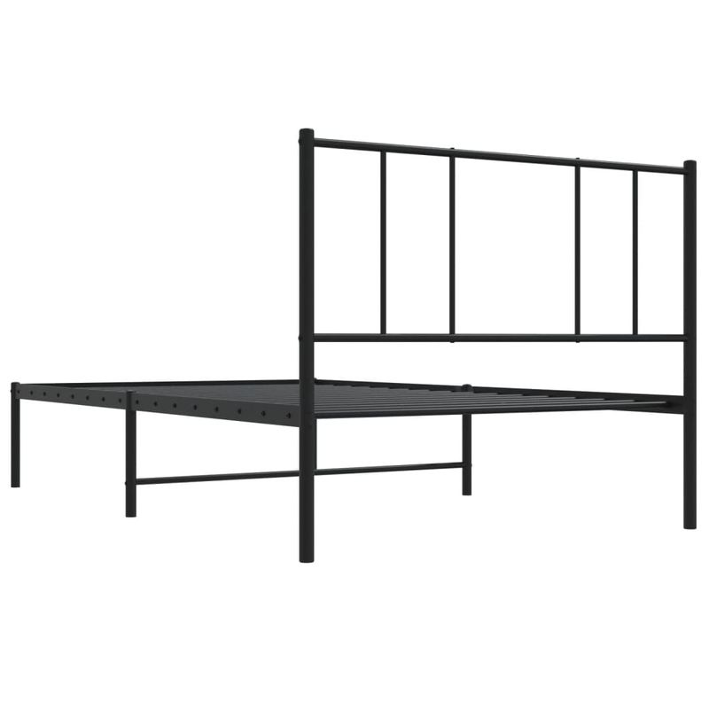 Casa si Gradina - Mobilier - Paturi si accesorii - Paturi - Cadru de pat metalic cu tablie, negru, 75x190 cm - Infinity.ro