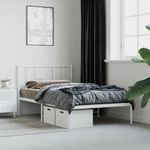 Casa si Gradina - Mobilier - Paturi si accesorii - Paturi - Cadru de pat metalic cu tablie, alb, 75x190 cm - Infinity.ro