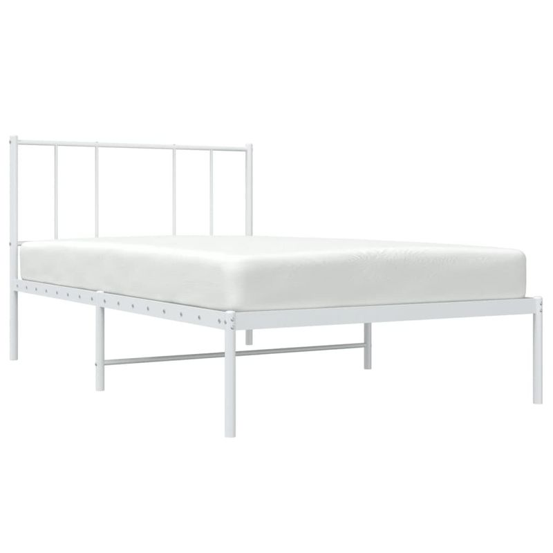Casa si Gradina - Mobilier - Paturi si accesorii - Paturi - Cadru de pat metalic cu tablie, alb, 75x190 cm - Infinity.ro