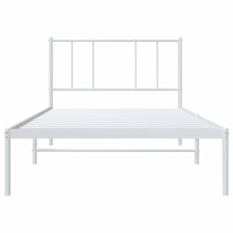 Casa si Gradina - Mobilier - Paturi si accesorii - Paturi - Cadru de pat metalic cu tablie, alb, 75x190 cm - Infinity.ro