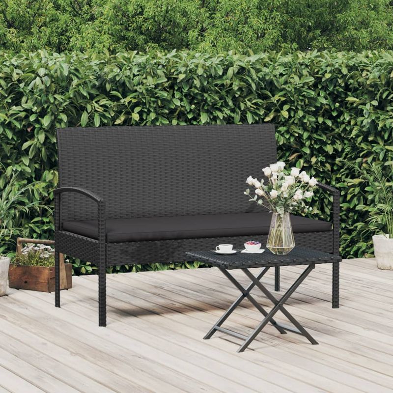 Casa si Gradina - Gradina si terasa - Mobilier exterior - Bancute de gradina - Banca de gradina cu perna, negru, 105 cm, poliratan - Infinity.ro