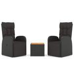 Casa si Gradina - Gradina si terasa - Mobilier exterior - Seturi mobila gradina - Set sezlonguri gradina, 3 piese, negru, poliratan&lemn acacia - Infinity.ro