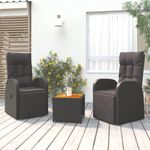 Casa si Gradina - Gradina si terasa - Mobilier exterior - Seturi mobila gradina - Set sezlonguri gradina, 3 piese, negru, poliratan&lemn acacia - Infinity.ro