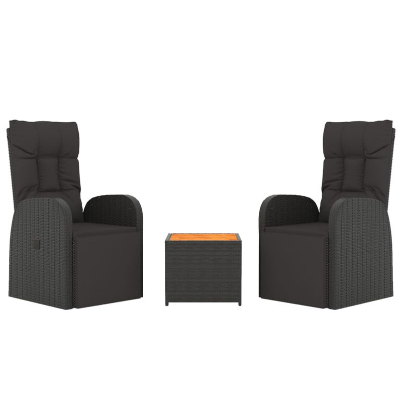 Casa si Gradina - Gradina si terasa - Mobilier exterior - Seturi mobila gradina - Set sezlonguri gradina, 3 piese, negru, poliratan&lemn acacia - Infinity.ro