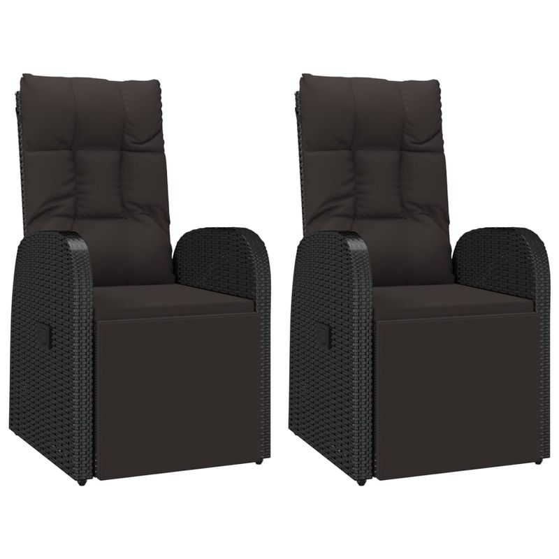 Casa si Gradina - Gradina si terasa - Mobilier exterior - Seturi mobila gradina - Set sezlonguri gradina, 3 piese, negru, poliratan&lemn acacia - Infinity.ro