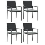 Casa si Gradina - Gradina si terasa - Mobilier exterior - Scaune si sezlonguri gradina - Scaune de gradina cu perne 4 buc. negru 54x62,5x89 cm poliratan - Infinity.ro