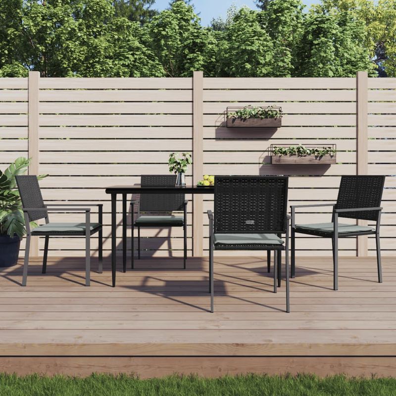 Casa si Gradina - Gradina si terasa - Mobilier exterior - Scaune si sezlonguri gradina - Scaune de gradina cu perne 4 buc. negru 54x62,5x89 cm poliratan - Infinity.ro