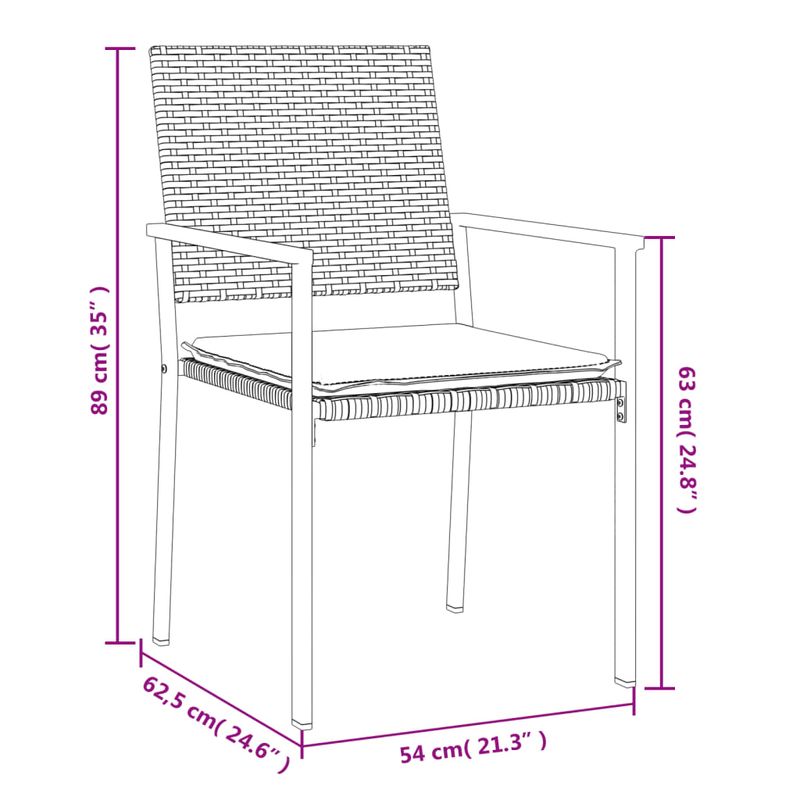 Casa si Gradina - Gradina si terasa - Mobilier exterior - Scaune si sezlonguri gradina - Scaune de gradina cu perne 4 buc. negru 54x62,5x89 cm poliratan - Infinity.ro