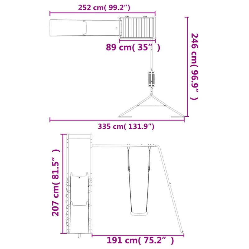 Jucarii, Copii si Bebe - Jucarii si jocuri - Jucarii de exterior - Spatii de joaca si accesorii - Set de joaca pentru exterior, lemn masiv de pin - Infinity.ro