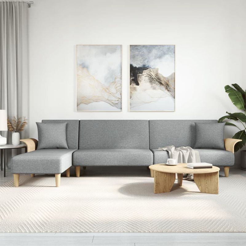 Casa si Gradina - Mobilier - Canapele si coltare - Canapele - Canapea extensibila in forma de L gri 279x140x70 cm catifea - Infinity.ro