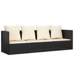 Casa si Gradina - Gradina si terasa - Mobilier exterior - Scaune si sezlonguri gradina - Pat de exterior cu perne, negru, poliratan - Infinity.ro
