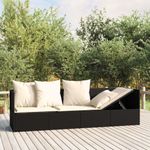 Casa si Gradina - Gradina si terasa - Mobilier exterior - Scaune si sezlonguri gradina - Pat de exterior cu perne, negru, poliratan - Infinity.ro