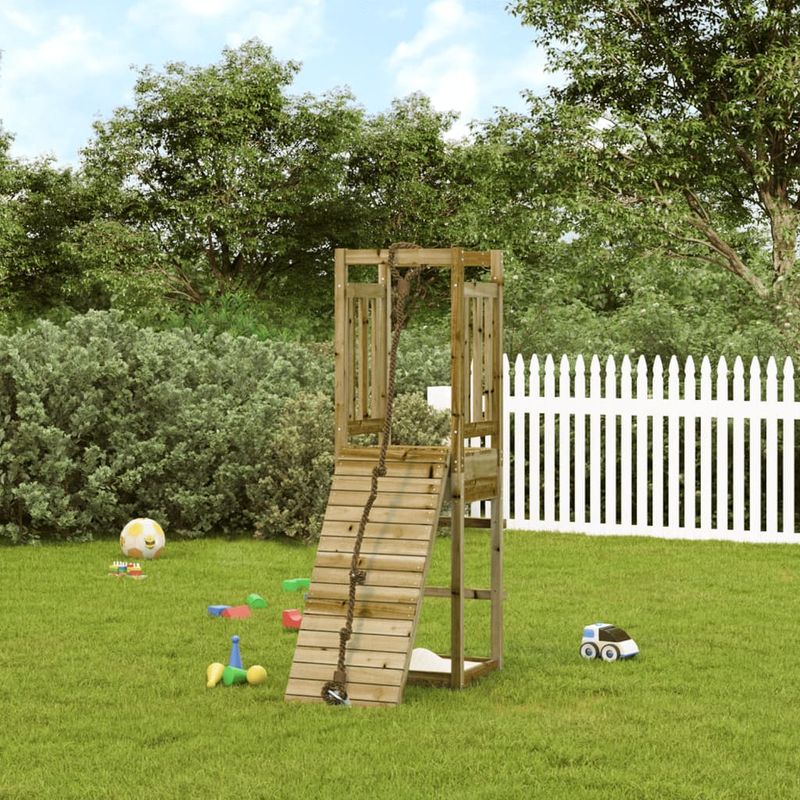 Jucarii, Copii si Bebe - Jucarii si jocuri - Jucarii de exterior - Spatii de joaca si accesorii - Casuta de joaca cu perete de catarat, lemn de pin impregnat - Infinity.ro