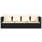 Casa si Gradina - Gradina si terasa - Mobilier exterior - Scaune si sezlonguri gradina - Pat de exterior cu perne, negru, poliratan - Infinity.ro