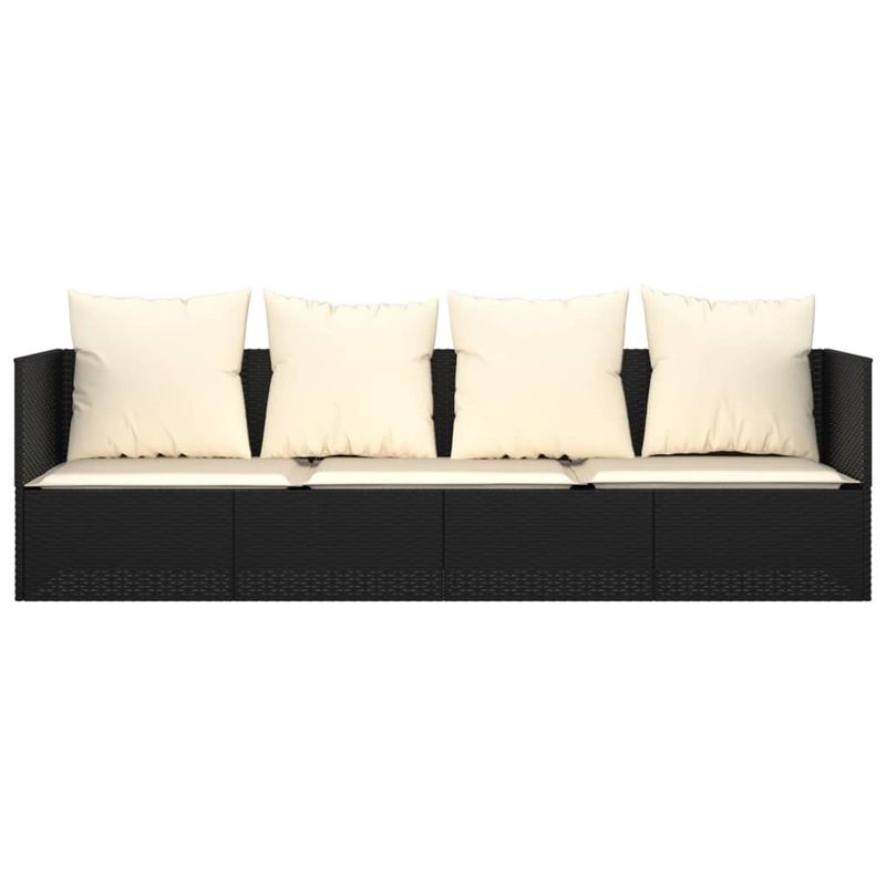 Casa si Gradina - Gradina si terasa - Mobilier exterior - Scaune si sezlonguri gradina - Pat de exterior cu perne, negru, poliratan - Infinity.ro