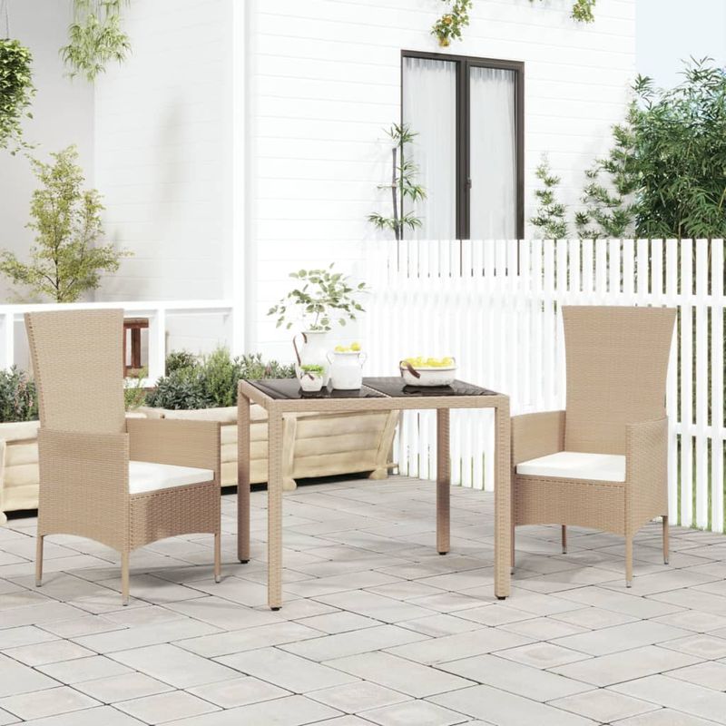 Casa si Gradina - Gradina si terasa - Mobilier exterior - Scaune si sezlonguri gradina - Set mobilier de gradina cu perne, 3 piese, bej, poliratan - Infinity.ro
