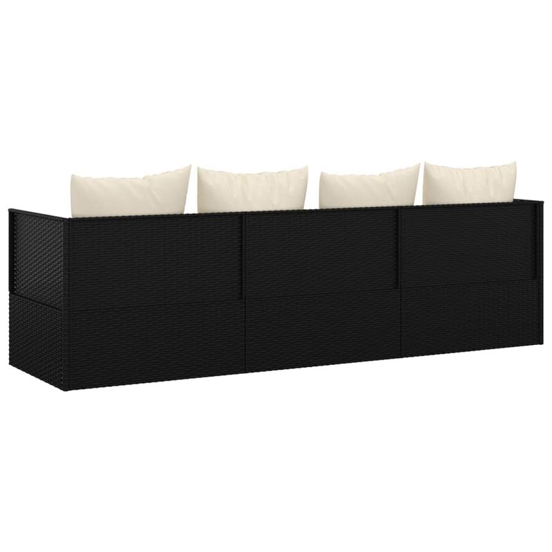 Casa si Gradina - Gradina si terasa - Mobilier exterior - Scaune si sezlonguri gradina - Pat de exterior cu perne, negru, poliratan - Infinity.ro