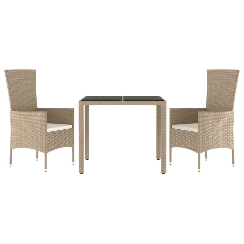 Casa si Gradina - Gradina si terasa - Mobilier exterior - Scaune si sezlonguri gradina - Set mobilier de gradina cu perne, 3 piese, bej, poliratan - Infinity.ro