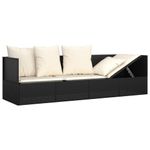 Casa si Gradina - Gradina si terasa - Mobilier exterior - Scaune si sezlonguri gradina - Pat de exterior cu perne, negru, poliratan - Infinity.ro