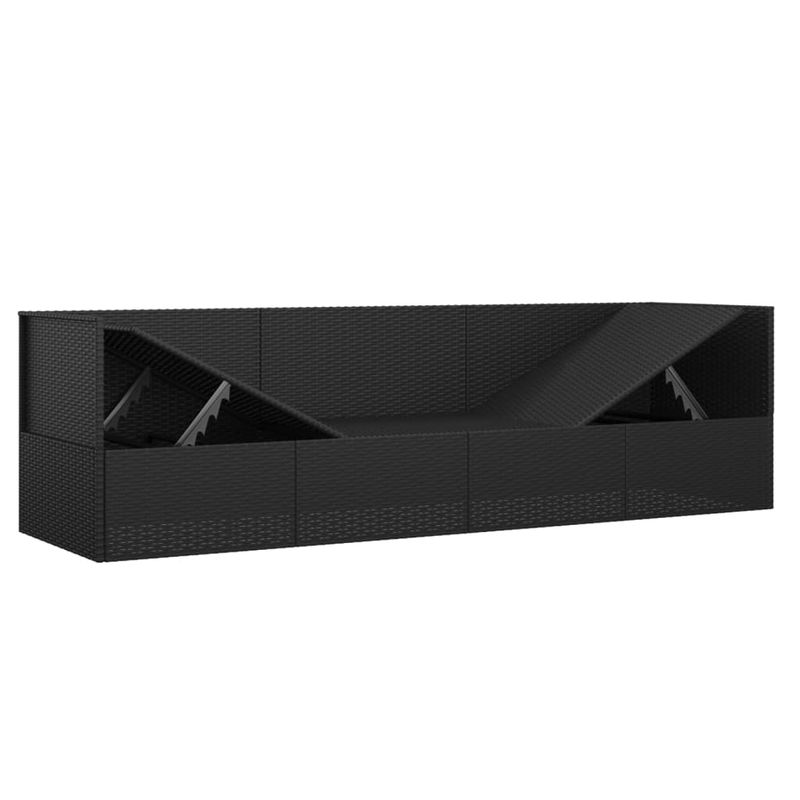 Casa si Gradina - Gradina si terasa - Mobilier exterior - Scaune si sezlonguri gradina - Pat de exterior cu perne, negru, poliratan - Infinity.ro