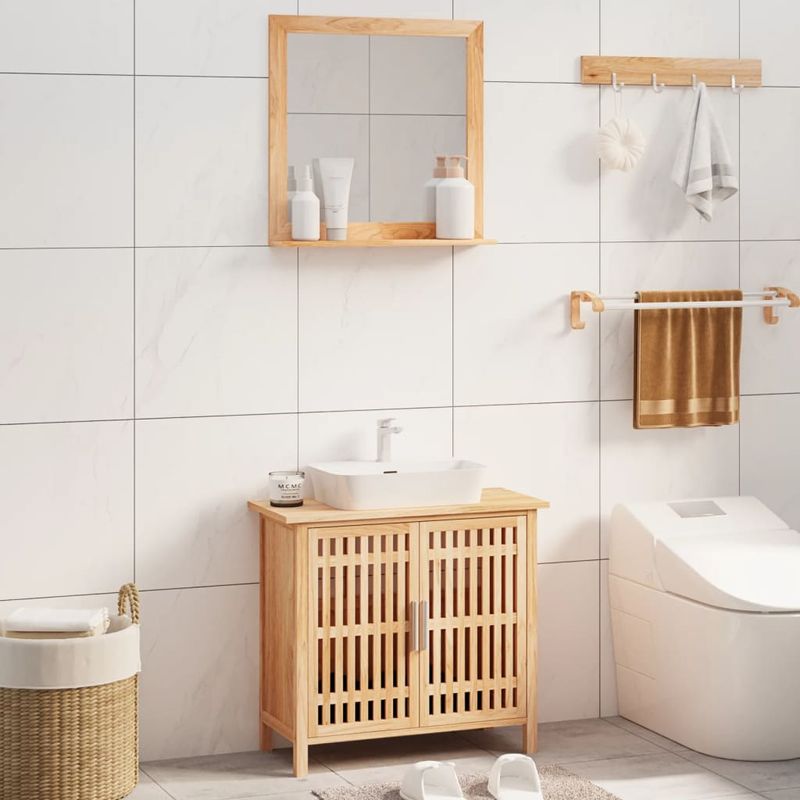 Casa si Gradina - Mobilier - Seturi de mobilier - Seturi baie - Set mobilier de baie, 2 piese, lemn masiv de nuc - Infinity.ro