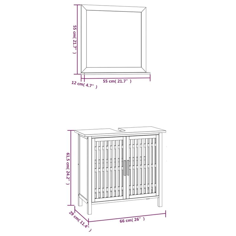 Casa si Gradina - Mobilier - Seturi de mobilier - Seturi baie - Set mobilier de baie, 2 piese, lemn masiv de nuc - Infinity.ro