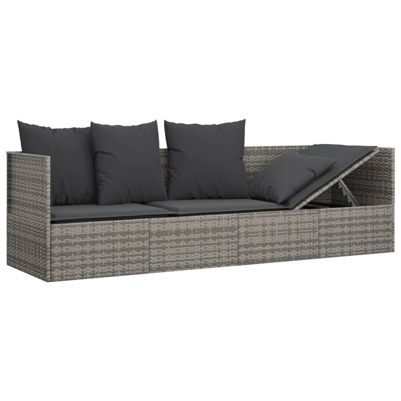 Casa si Gradina - Gradina si terasa - Mobilier exterior - Scaune si sezlonguri gradina - Pat de exterior cu perne, gri, poliratan - Infinity.ro