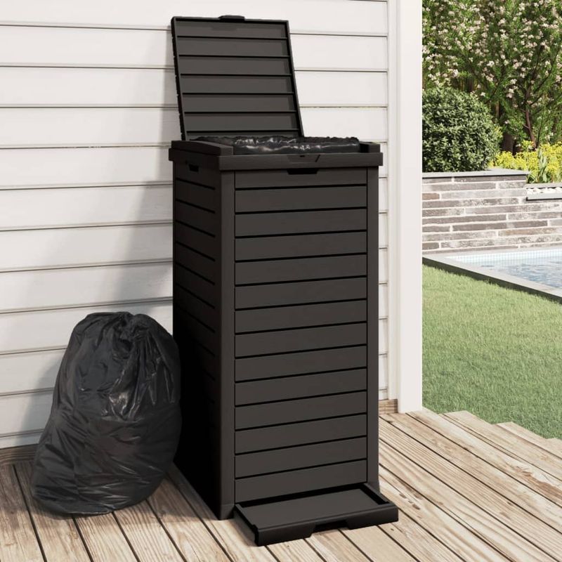 Casa si Gradina - Mobilier - Organizare si depozitare - Cosuri de gunoi - Cos de gunoi de exterior, negru, 41x41x86 cm, polipropilena - Infinity.ro