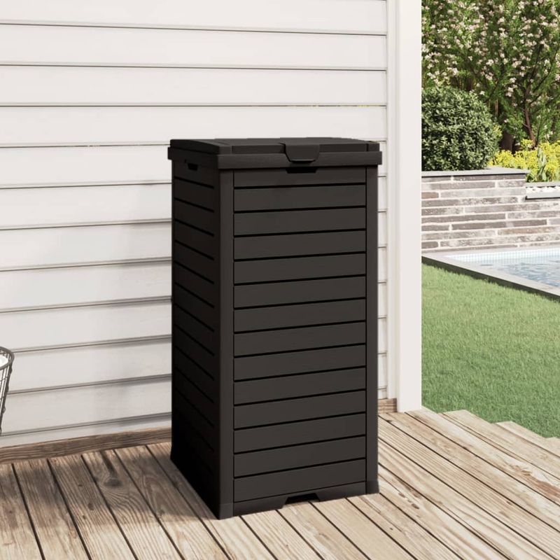 Casa si Gradina - Mobilier - Organizare si depozitare - Cosuri de gunoi - Cos de gunoi de exterior, negru, 41x41x86 cm, polipropilena - Infinity.ro
