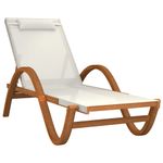 Casa si Gradina - Gradina si terasa - Mobilier exterior - Scaune si sezlonguri gradina - Sezlong cu perna, alb, textilena si lemn masiv de plop - Infinity.ro