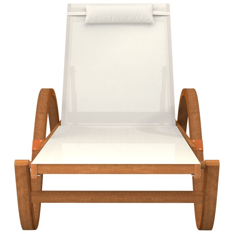 Casa si Gradina - Gradina si terasa - Mobilier exterior - Scaune si sezlonguri gradina - Sezlong cu perna, alb, textilena si lemn masiv de plop - Infinity.ro