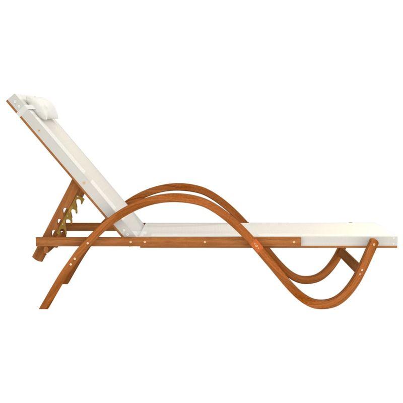 Casa si Gradina - Gradina si terasa - Mobilier exterior - Scaune si sezlonguri gradina - Sezlong cu perna, alb, textilena si lemn masiv de plop - Infinity.ro