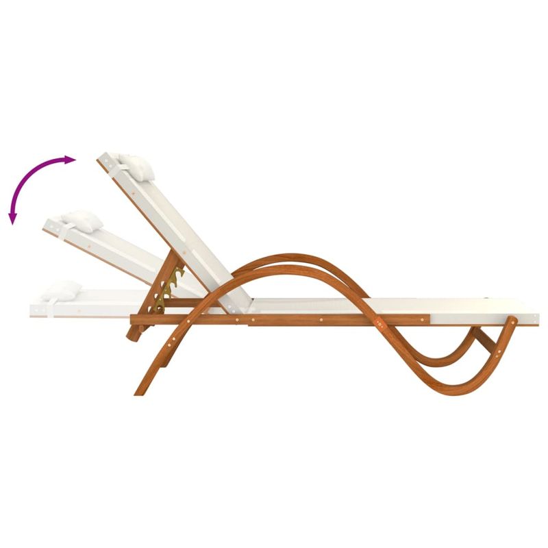 Casa si Gradina - Gradina si terasa - Mobilier exterior - Scaune si sezlonguri gradina - Sezlong cu perna, alb, textilena si lemn masiv de plop - Infinity.ro
